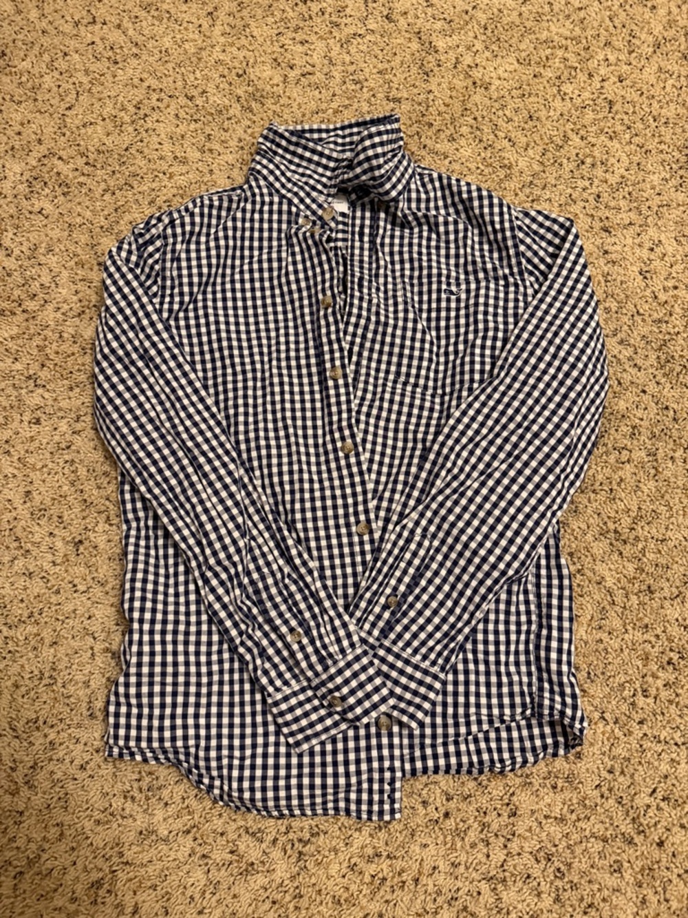 Vineyard Vines Navy and White Gingham Kids Button-Down Shirt